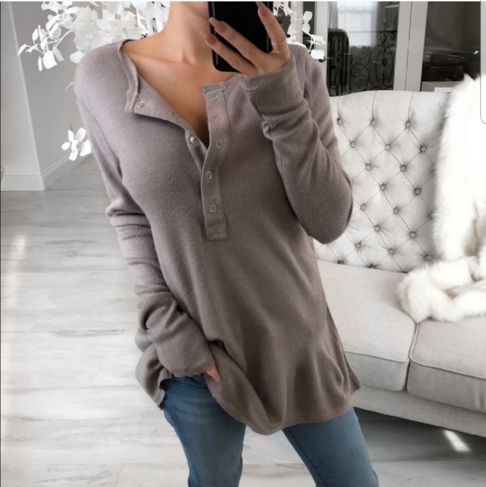 Darling Lilac Grey Henley Tunic